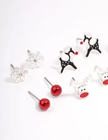 Kids Christmas Critter Stud Earrings 6-Pack