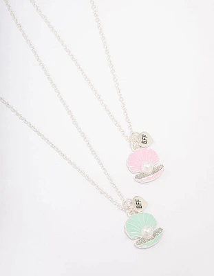 Kids Silver Shell Pendant Necklace Pack