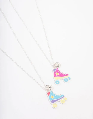 Kids Silver Roller Skate Pendant Necklace Pack