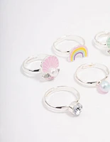Kids Silver Shell Ring 6-Pack