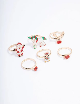 Kids Christmas Santa Ring 6-Pack