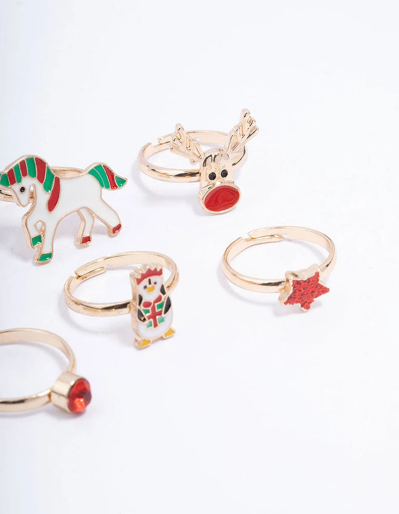 Kids Christmas Santa Ring 6-Pack