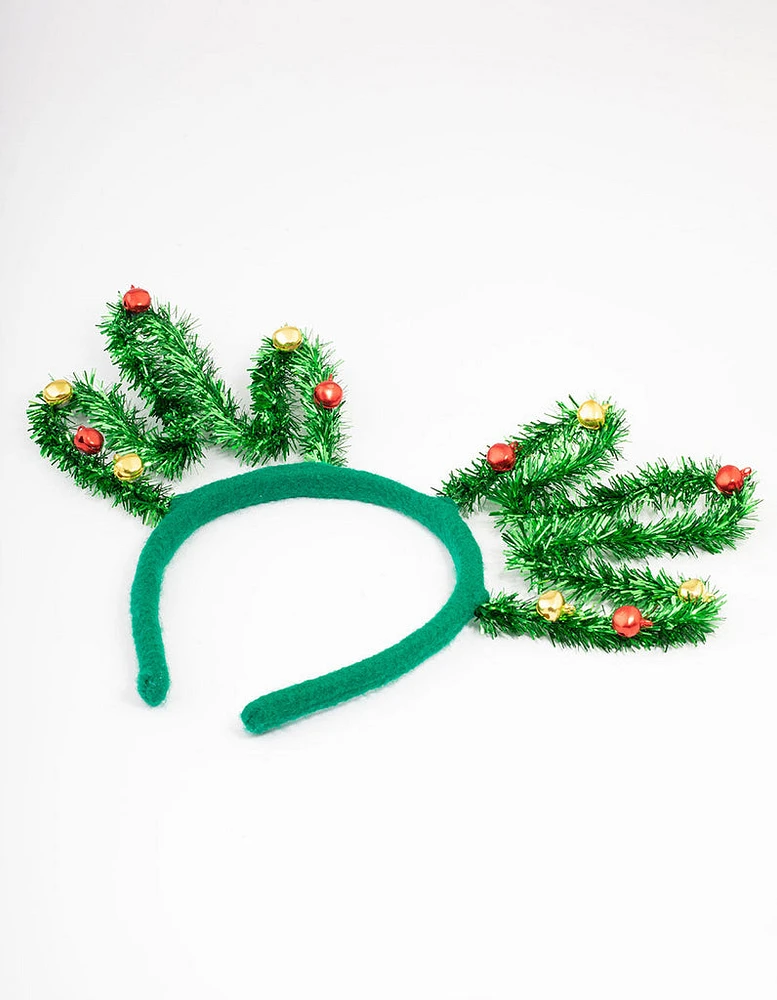 Kids Fabric Christmas Tinsel Antler Headband