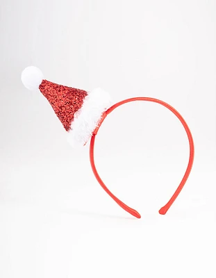 Kids Fabric Christmas Glitter Santa Hat Headband