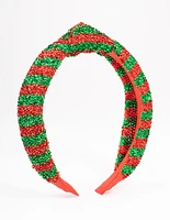 Kids Fabric Christmas Stripe Knotted Headband