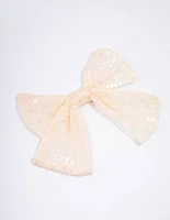 Kids Fabric Large Sequin Hair Bow Clips