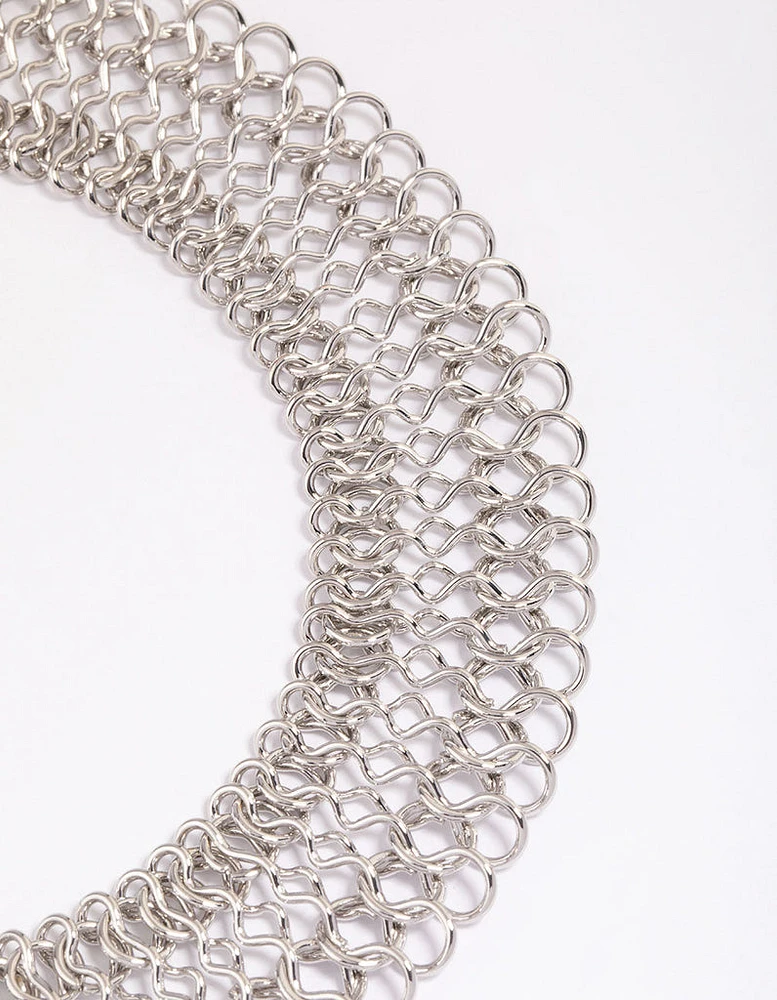 Rhodium Wide Link Chain Necklace