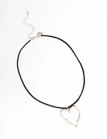 Rhodium Organic Shape Heart Necklace