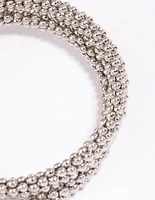 Rhodium Ball Wrapped Cuff Bangle