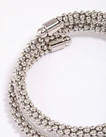 Rhodium Ball Wrapped Cuff Bangle