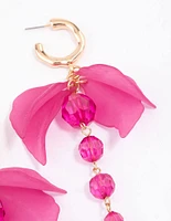 Gold Pink Petal Facet Beaded Drop Earrings