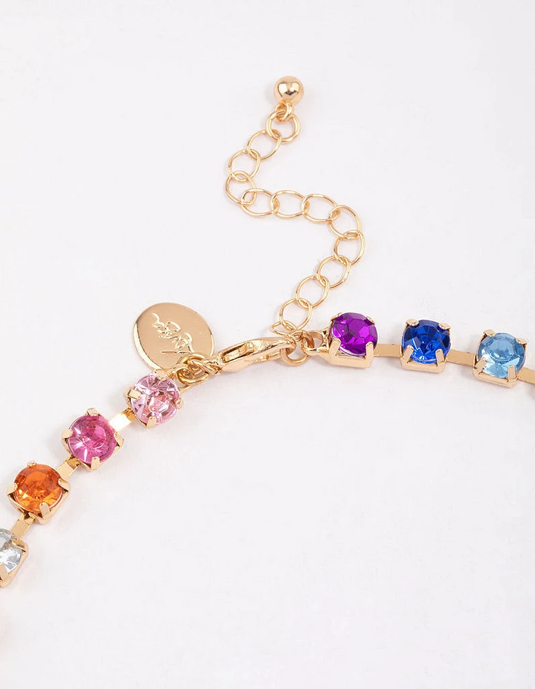 Gold Rainbow Diamante Link Choker