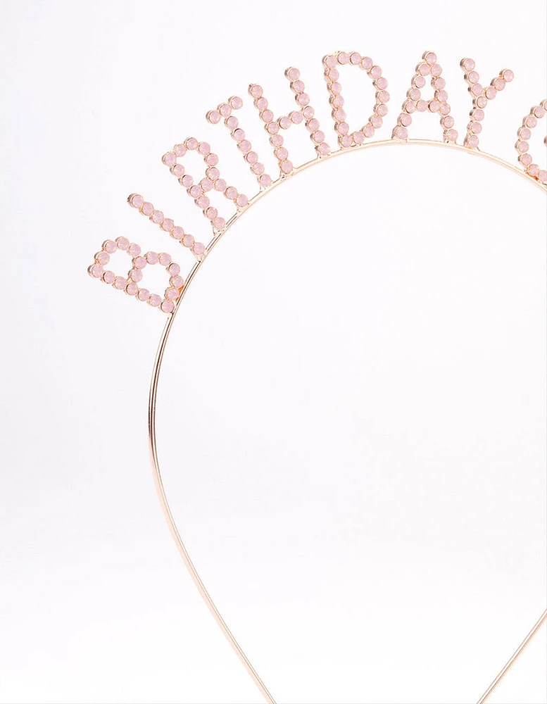 Kids Rose Gold Diamante Birthday Headband