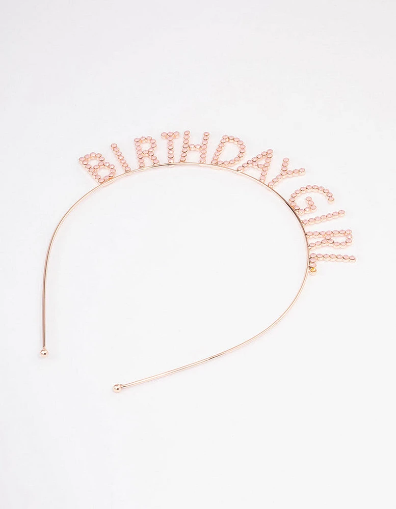 Kids Rose Gold Diamante Birthday Headband