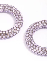 Rose Gold Diamante Medium Hoop Earrings