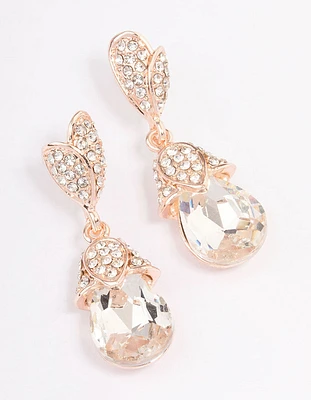 Rose Gold Diamante Drop Earrings