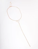 Rose Gold Diamante Heart Y-Shape Drop Necklace