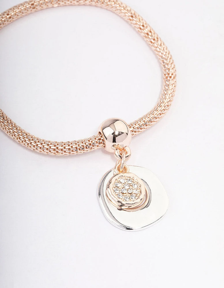 Rose Gold Multi-Row Pendant Bracelet