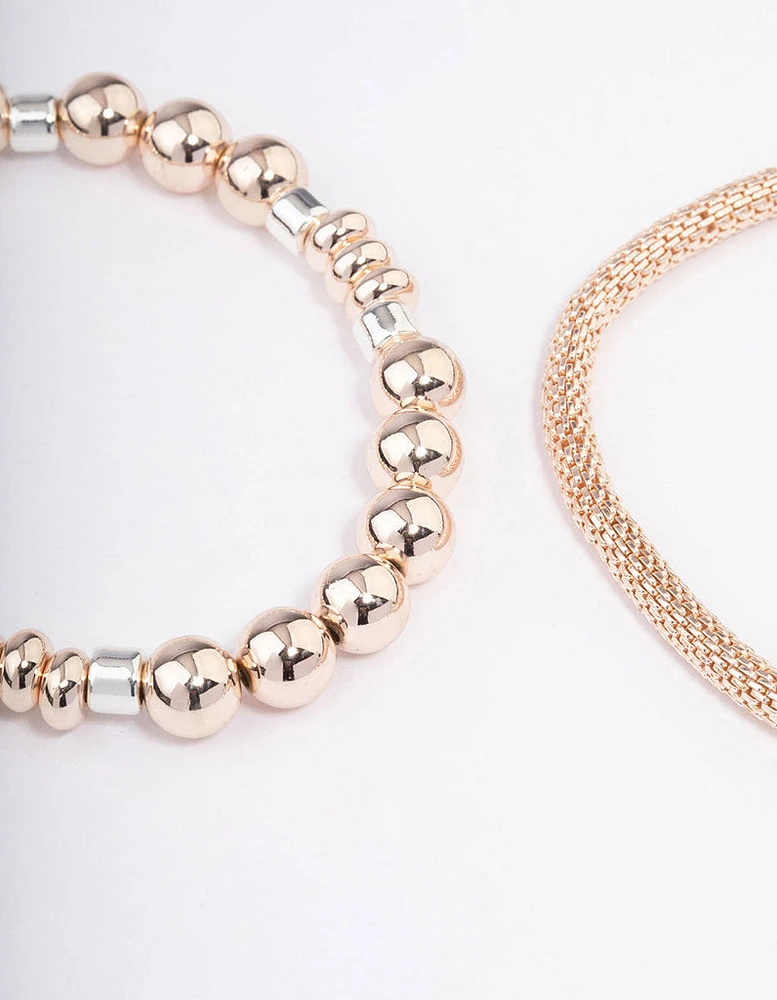 Rose Gold Multi-Row Pendant Bracelet