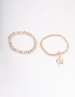 Rose Gold Multi-Row Pendant Bracelet