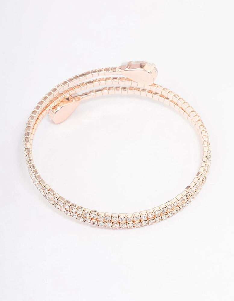 Rose Gold Diamante Pear Double Row Wrist Cuff