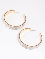 Gold Diamante Large Hoop Statement Earrings