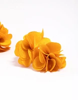 Gold & Yellow Fabric Flower Hoop Earrings