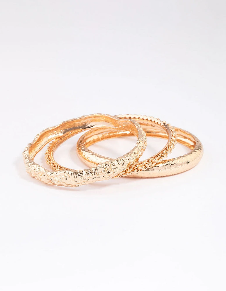 Gold Multi Pack Textured Bangles