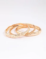 Gold Multi Pack Textured Bangles