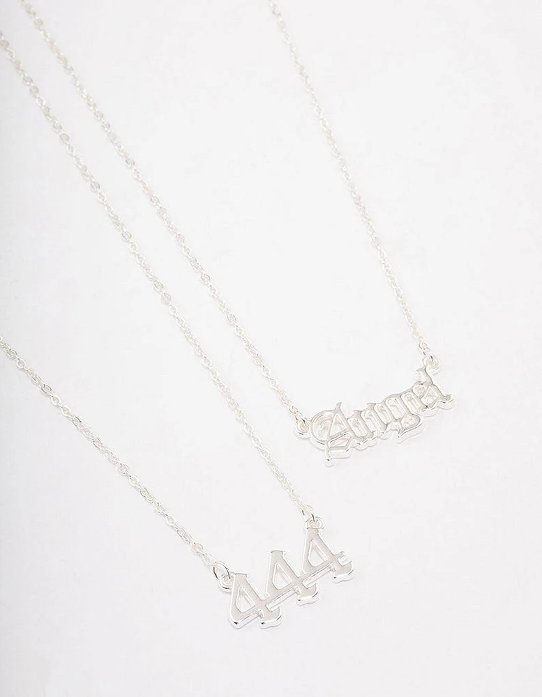 Silver Plated Angel Number '444' Necklace Pack