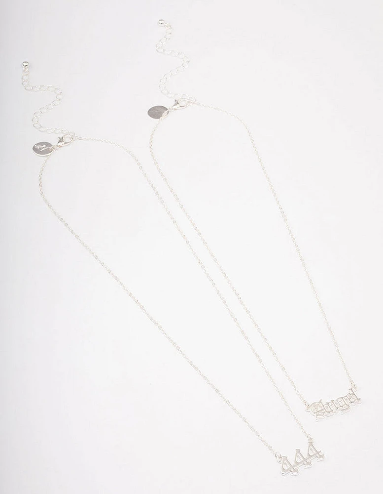 Silver Plated Angel Number '444' Necklace Pack