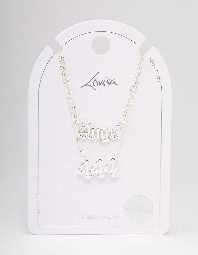 Silver Plated Angel Number '444' Necklace Pack