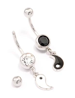Surgical Steel Yin & Yang Drop Belly Ring Pack