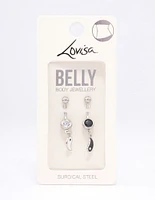 Surgical Steel Yin & Yang Drop Belly Ring Pack