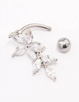 Surgical Steel Flower Marquise Drop Belly Ring