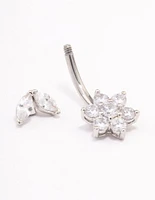 Surgical Steel Flower & Leaf Belly Ring