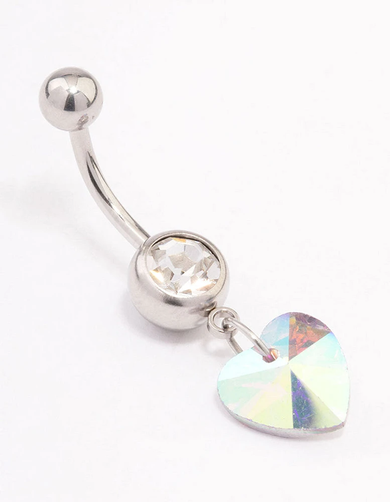 Surgical Steel Single Heart Drop Belly Ring