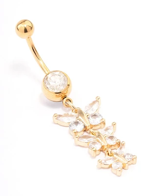 Gold Plated Surgical Steel Triangular Graduating Butterfly Belly Ring
