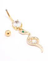 Gold Plated Surgical Steel Looped Snake Drop Belly Ring