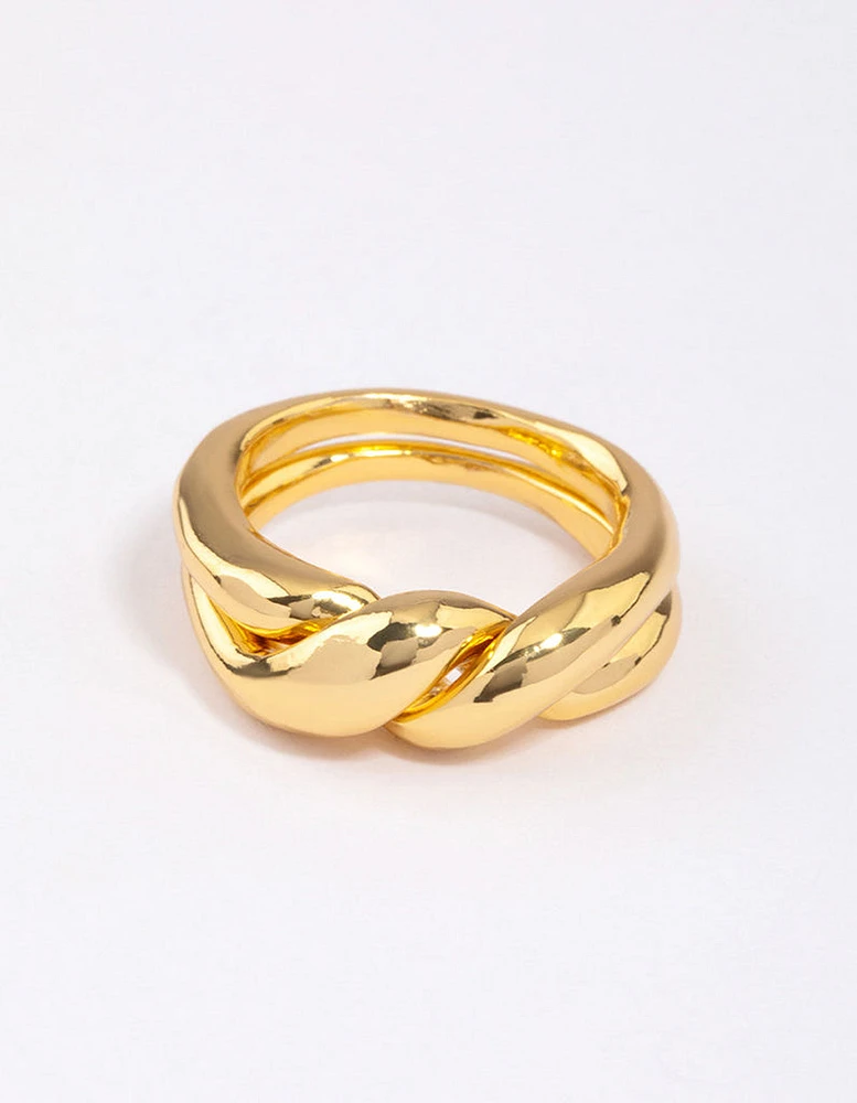 Gold Plated Twisted Metal Band Ring