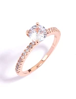 Rose Gold Plated Cubic Zirconia Round Textured Band Ring