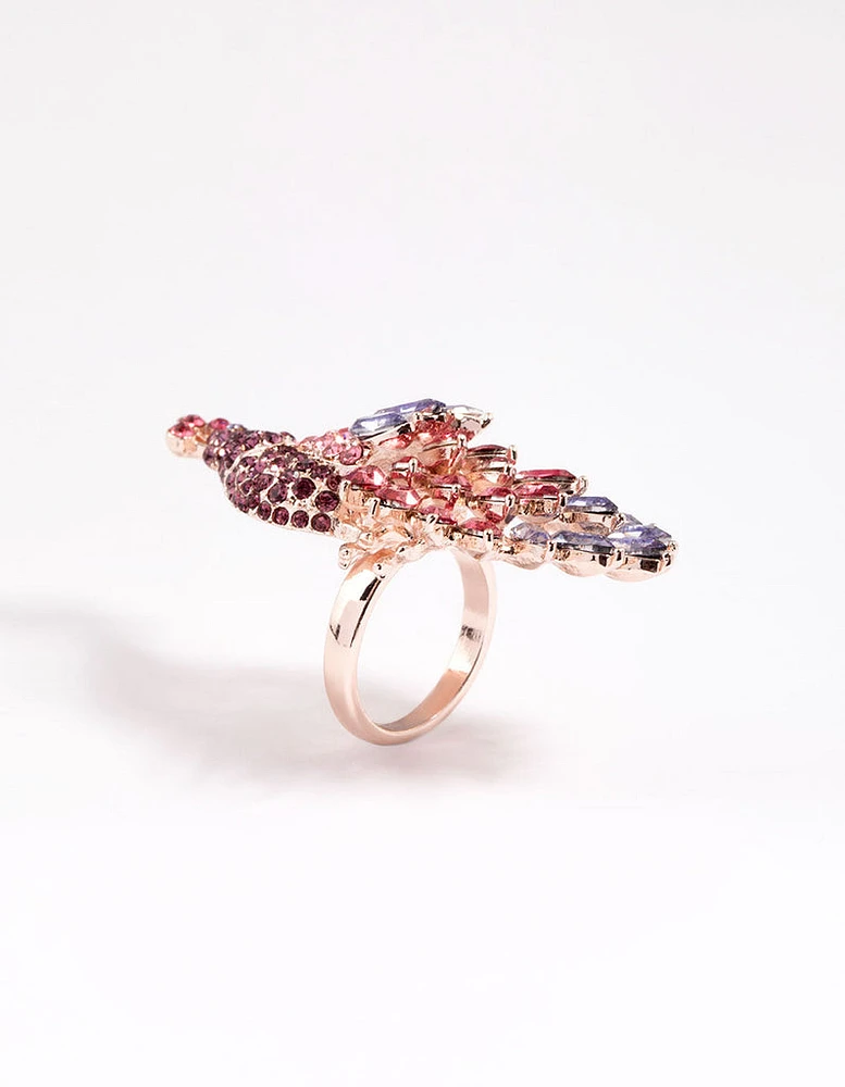 Rose Gold Sparkly Peacock Ring