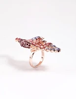 Rose Gold Sparkly Peacock Ring