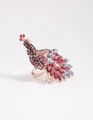 Rose Gold Sparkly Peacock Ring