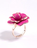 Rose Gold Enamel Flower Ring
