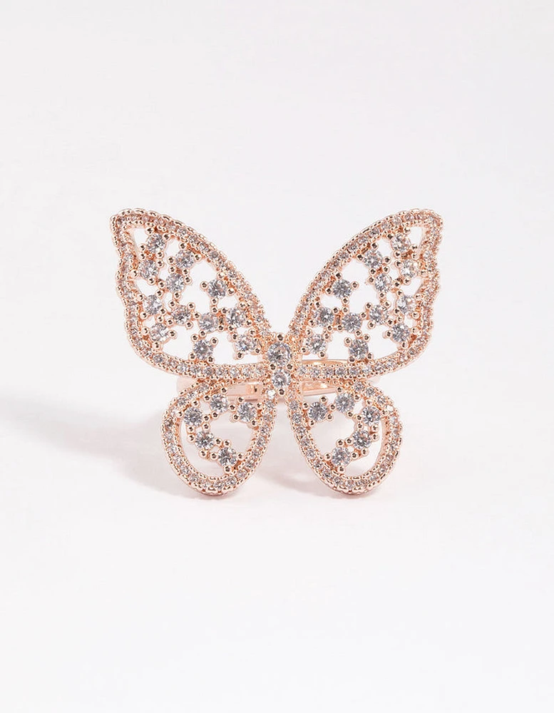 Rose Gold Statement Butterfly Ring