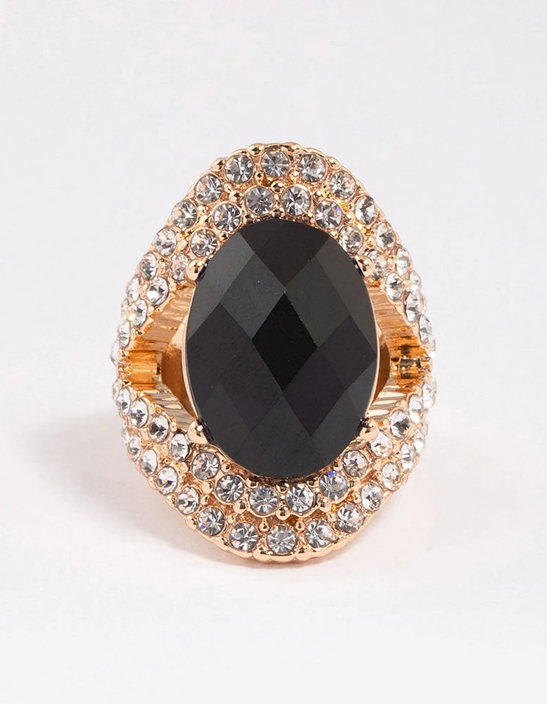 Black Elegant Oval Statement Ring