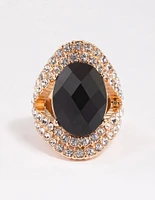 Black Elegant Oval Statement Ring