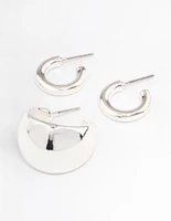 Silver Multi Hoop Earrings Pack