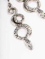 Antique Silver Snake Stone Drop Earrings